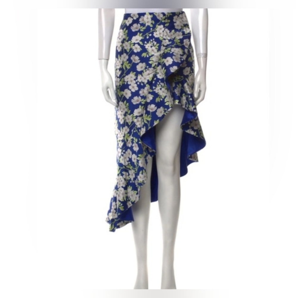 Alice + Olivia asymmetrical lovetta floral print ruffle high low Skirt Size 4 - Picture 11 of 13